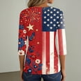 thumbnail image 6 of Women's 250th Anniversary USA Shirt Patriotic American Flag Print V-Neck Button 3/4 Sleeve T-Shirt, 6 of 6