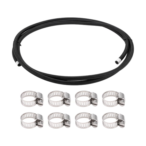Kit de línea de combustible Unique Bargains 1/4" 9.84 pies manguera de vacío manguera de combustible automotriz con 8 abrazaderas 1 juego