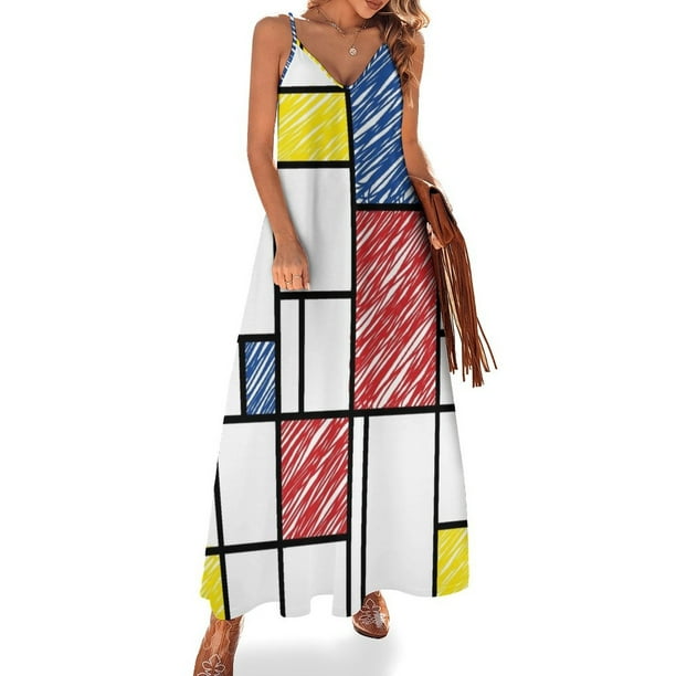 Garabatos de Mondrian Minimalista De Stijl Arte Moderno ? Vestido sin mangas fatfatin, traje de verano para mujer, vestidos de fiesta 2024