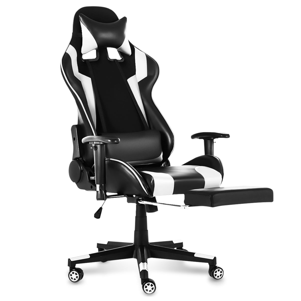 Racing Gaming Chair w/Footrest Ergonomic Backrest Swivel Office Adjustable Chair 