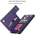 thumbnail image 5 of Crossbody Wallet Case for iPhone 13 Pro Max with Card Slot Holder,Magnetic Flip Folio Purse,PU Leather with Detachable Lanyard Strap Lattice Pattern Travel Case 6.7 Inch (Purple), 5 of 16