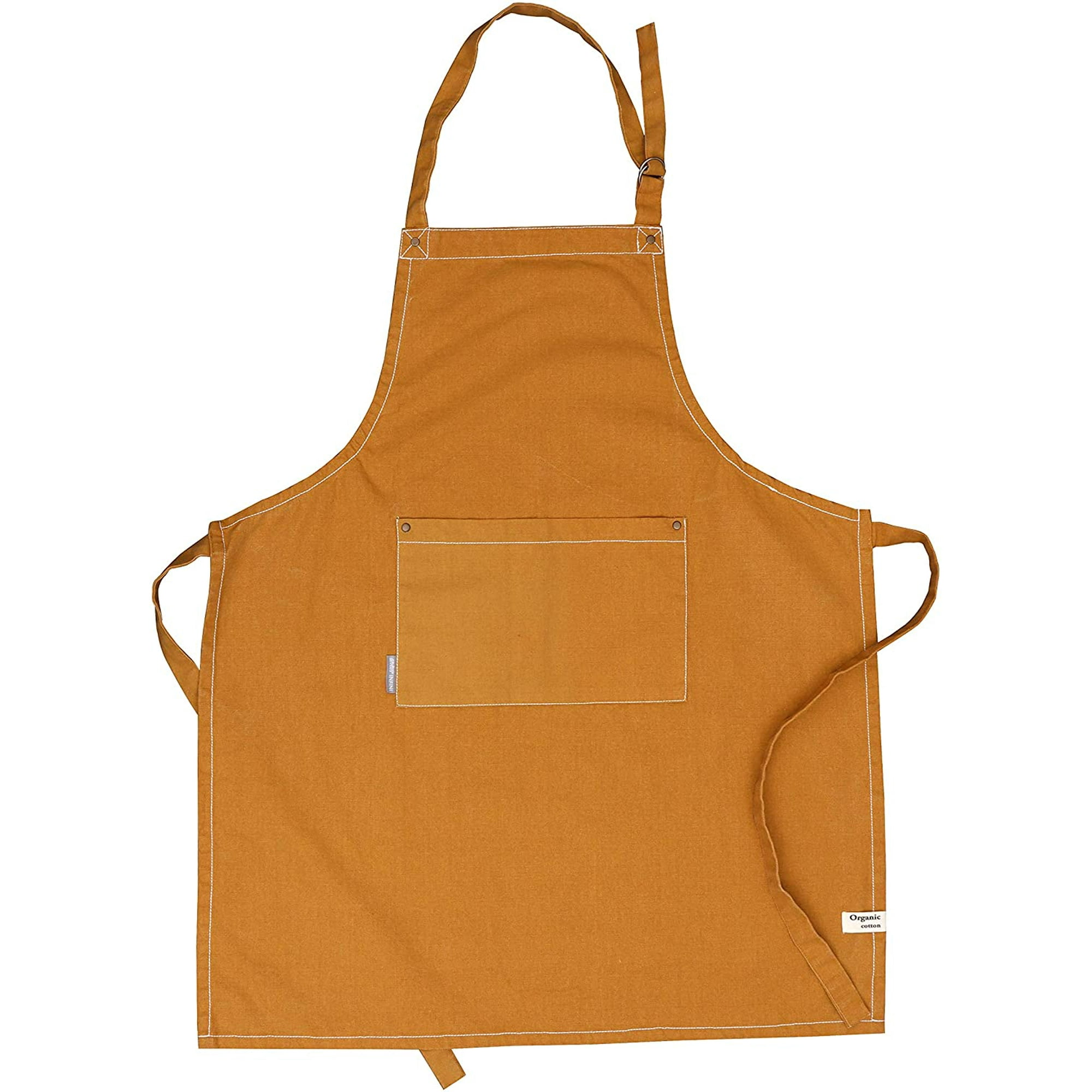 Amour Infini Washed Apron 27 5 X 33 Inches 100 Natural Cotton Womens Apron For Cooking Baking Gardening Convenient Pockets And Adjustable Strap At Neck Waist Ties Yellow Walmart Canada