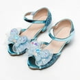 thumbnail image 2 of Gubotare Little Girl Dress Shoes Toddler Girls Dress Shoes Princess Shoes Glitter Low Heels for Party Wedding (Blue,Big Kids 2), 2 of 6