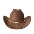 thumbnail image 3 of RUINIXCW Western Cowboy Hat for Men Women Cowgirl Hat Classic Felt Roll Up Fedora Hat with Leather Buckle Belt Wide Brim Jazz Hat Themed Party Cap Wedding Party Costume, 3 of 9