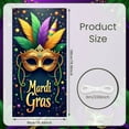 thumbnail image 2 of Golden Mask Mardi Gras Banner Green Yellow Feathers Carnival Display Colorful Balloons Triangular Flags Festival Backdrop for Mardi Gras Party Carnival Celebration Masquerade Ball, 2 of 9