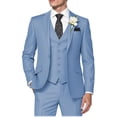thumbnail image 1 of Traje HUUTOE para hombre, azul empolvado, ajustado, 3 piezas, para bodas y bailes, 1 of 8