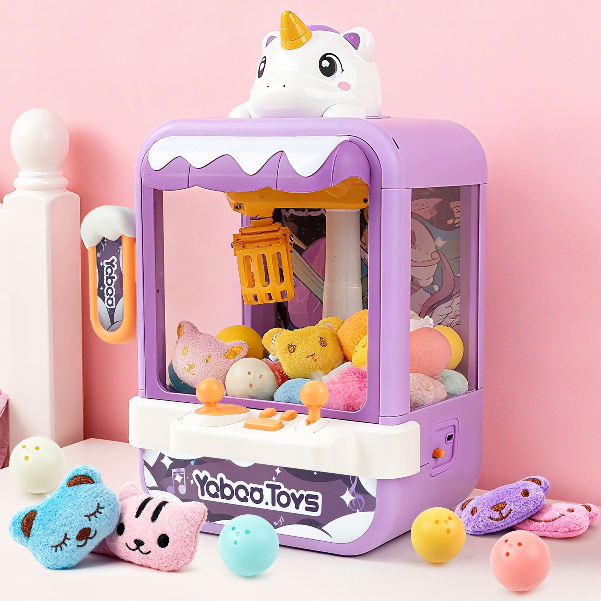 JBeeCtrl Claw Machine for Kids Mini Vending Machine Unicorn Toys for Girls 3-8 Candy Prize Dispenser Electronic Arcade Game Toy for Party Christmas Birthday Gifts