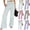 #01 Mint Green, variant on Womens Vertical Striped Palazzo Pants Smocked High Waist Wide Leg Casual Trousers Summer Beach Vacation Bottoms with Pockets ,L,#01 Blue