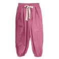 thumbnail image 3 of Spring Children Girls Pants Casual High Waisted Drawstring Loose Fit Pockets Kids Cargo Sweatpants Street Pants Holiday Leisure Wear, 3 of 5