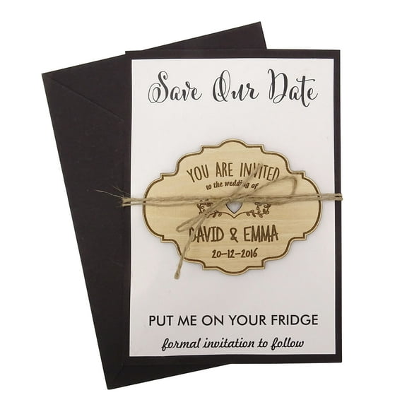 25 Personalized Wedding Save The Date Cards Rustic Engraved Wood Magnet With Envelopes Wedding Annoucements