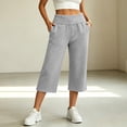 thumbnail image 2 of LEAVINGSUO Wide Leg Sweatpants for Women Winter Casual Solid Color Loose Sweatpants Elastic Waist Pockets Gray L, 2 of 9