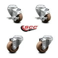 thumbnail image 2 of 3 Inch High Temp Glass Filled Nylon Swivel Bolt Hole Caster Set with 2 Brakes, 2 of 2