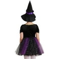 thumbnail image 5 of IEFIEL Kids Girls Halloween Witch Costume Carnival Party Dress Up Velvet Bubble Sleeve Tutu Dress with Hat Purple 12, 5 of 7