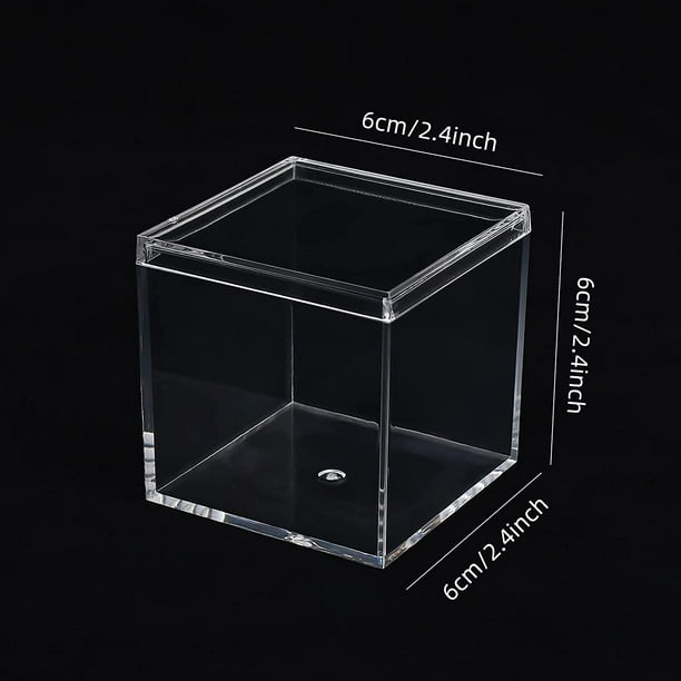 Akmi Clear Acrylic Plastic Square Cube, 4 Pack Small Plastic Square Cube Containers With Lid Storage Box 2.4 X 2.4 X 2.4 Inch/60 X 60 X 60 Mm For Cand