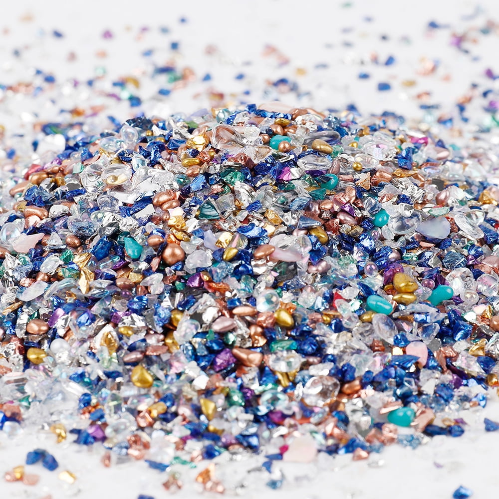 Namzi 20g Crushed Glass Chips Multi-Color Glitter Stones for Nail Art, Vase Filler, Craft Projects Decor,D01