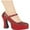Red Glitter, variant on E-557-Eden-G 5" Chunky Heel Glitter Womens Costume Mary Jane Pump. Red Glitter / 5