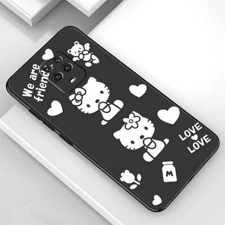 Silicone Phone Case for Xiaomi Redmi Note 11 5G 10 12 Pro 5G 8T 7 K40 10C 9 K50 9c 8 Silicon Fundas Hello Kitty Pink Kitty White