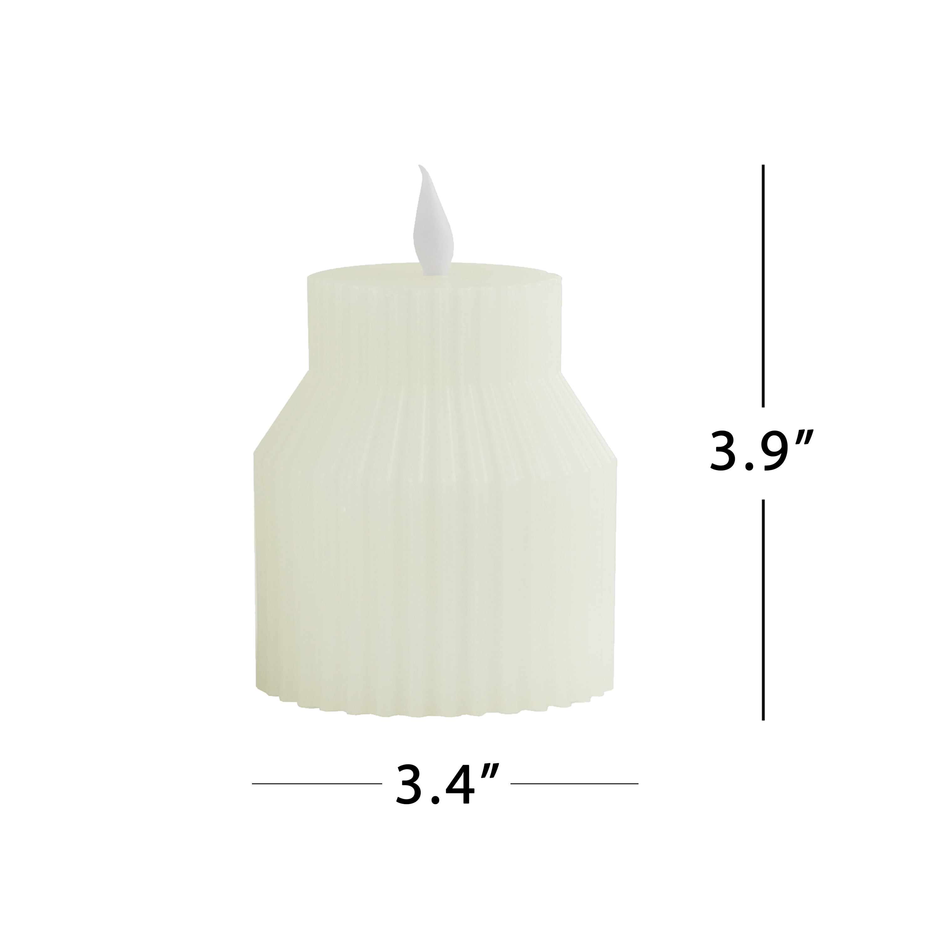 Home Decor Collection Sterling & Noble Home LED Flameless 4.72" Ivory Fluted Figural Wax Tabletop Candle