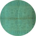 thumbnail image 1 of Ahgly Company Indoor Round Oriental Turquoise Blue Industrial Area Rugs, 3' Round, 1 of 4