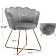 thumbnail image 4 of Velvet Accent Lotus Chair Set of 2, Modern Upholstered Lounge Chair with Metal Gold Plated Legs, Comfy Vanity Chair with 330LBS Weight Capacity for Living Room, Bedroom, Reading Room, Gray, 4 of 9