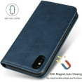 thumbnail image 6 of iPhone X Wallet Case, iPhone 10 Case, Premium PU Leather Flip Folio Case Card Slot, Stand Holder Magnetic Closure [TPU Shockproof Interior Protective Case] for Apple iPhone X/XS, Navy Blue, 6 of 7