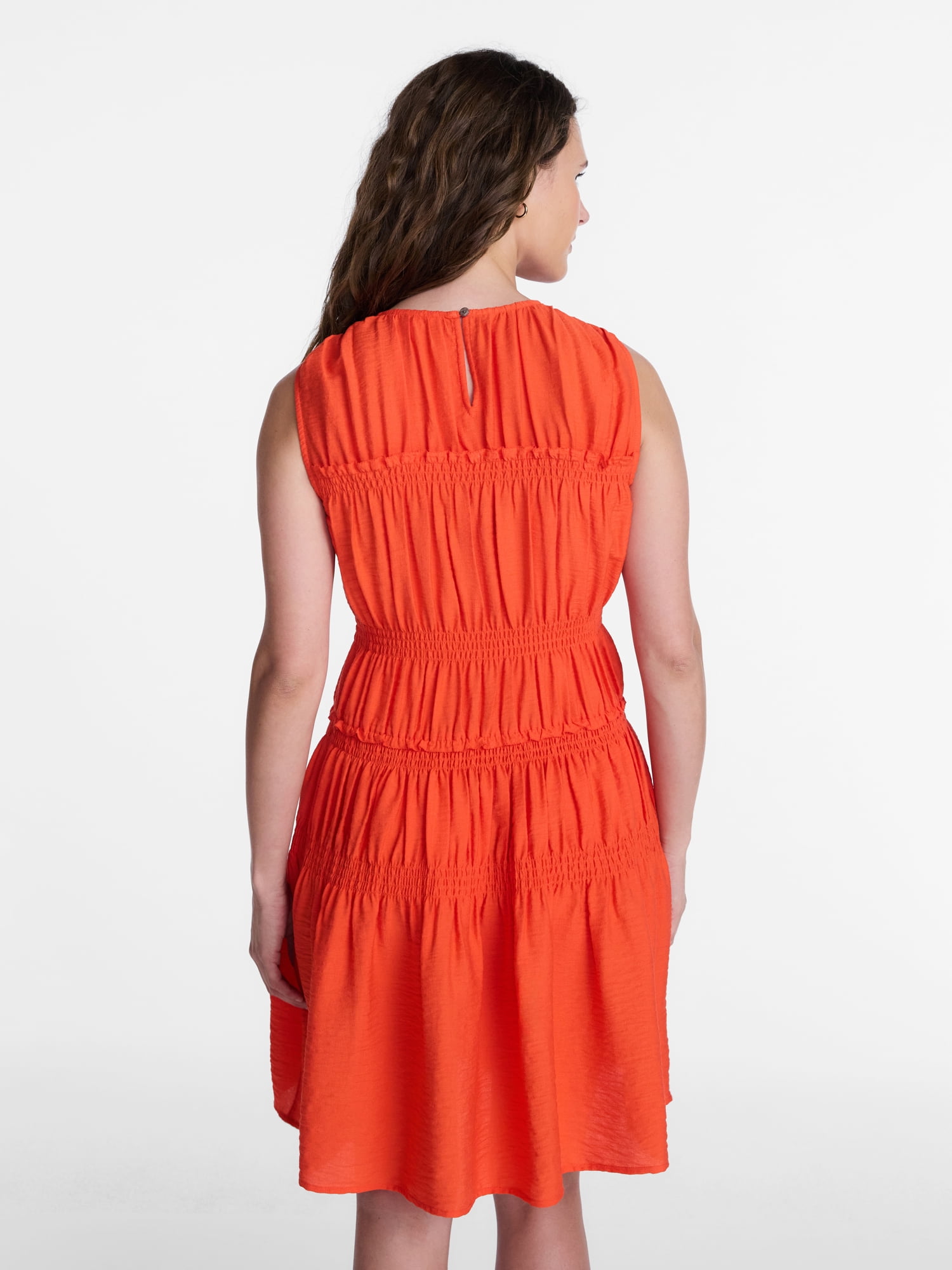 Time and Tru Women's Plus Size Smocked Sleeveless Mini Dress, Sizes 1X-4X