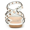 thumbnail image 3 of JOURNEE COLLECTION Womens White Studded Strappy Cushioned Adjustable Ankle Strap Zendaya Square Toe Block Heel Buckle Sandals Shoes 8, 3 of 3