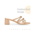 thumbnail image 3 of BLISSFUL STEP Pointed Toe Double Knotted Block Heel Slide Sandals for Women, 3 of 4