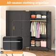 thumbnail image 5 of SOLAURA Metal Armoire Wardrobe Closet with Hanging Rod, 71" H Storage Cabinet with Adjustable Shelves, Freestanding Closet Cabinet for Garage, Home, Office (Black), 5 of 9
