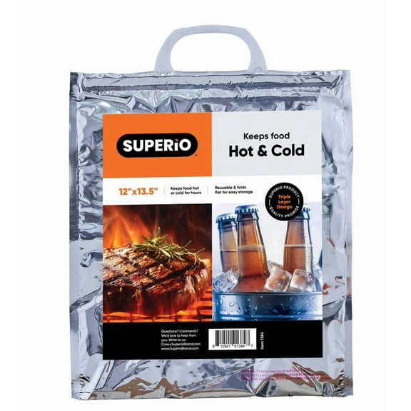 Superio Hot and Cold Insulated Bags for Food Delivery, Grocery Shopping Bags, Food Storage for Hot and Frozen Food for Travel, Disposable Cooler Bag, Reinforced Thermal Lunch Bag (1, 12"x13.5")