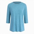 thumbnail image 4 of Towmus 3/4 Length Sleeve T Shirts Crew-Neck Casual Womens Blouses Elbow Business Dressy Shirts for Women Ladies Summer Tops, 4 of 6