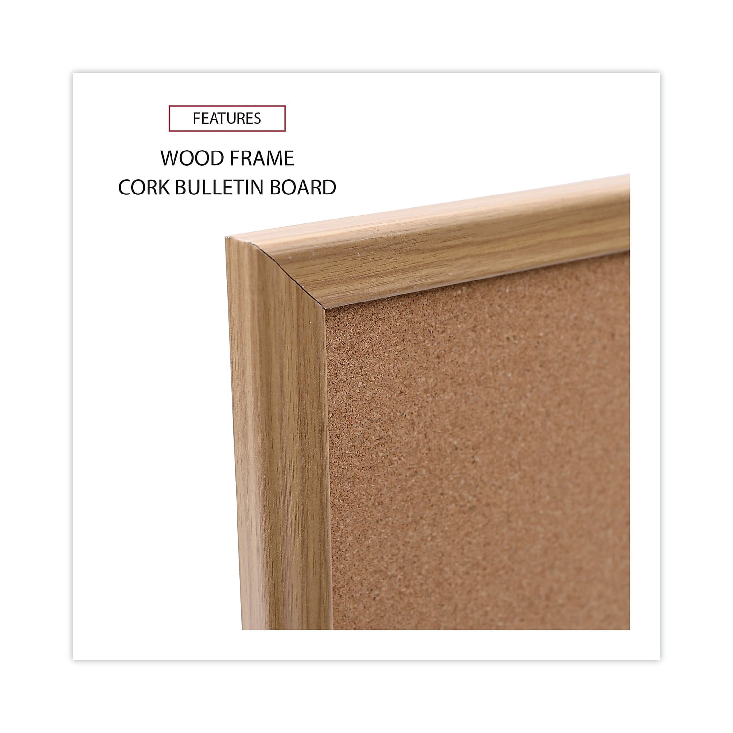UNIVERSAL Cork Board with Oak Style Frame 24 x 18 Natural Oak-Finished Frame 43602