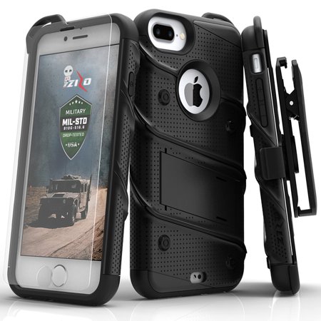 Iphone 3g Holster - Zizo Bolt Series Case with Screen Protector, Holster, and Kickstand for iPhone 8 Plus and iPhone 7 Plus, Black