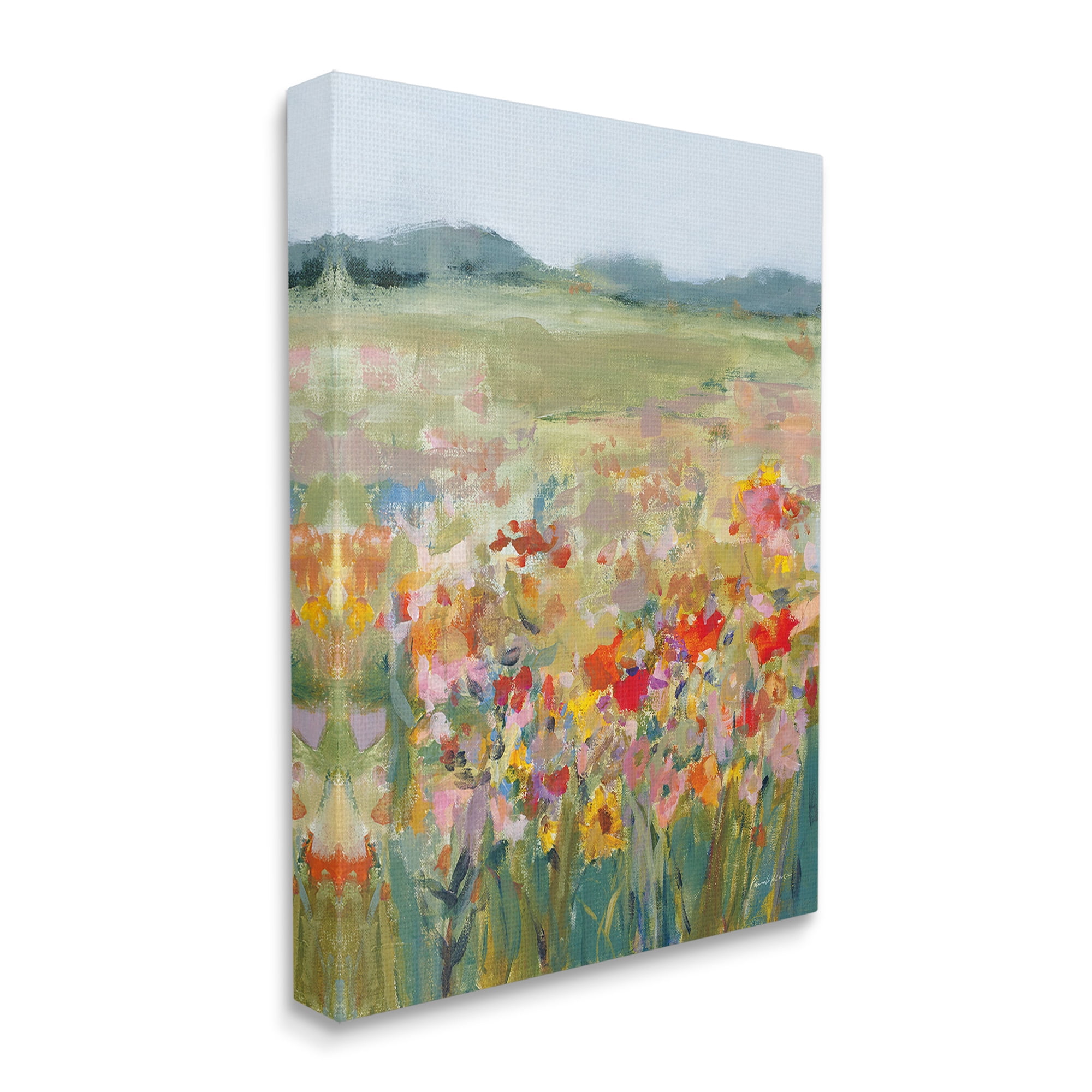 Stupell Industries Vivid Flower Meadow Landscape Painting Gallery Wrapped Canvas Art Print Wall Art, 16 x 20