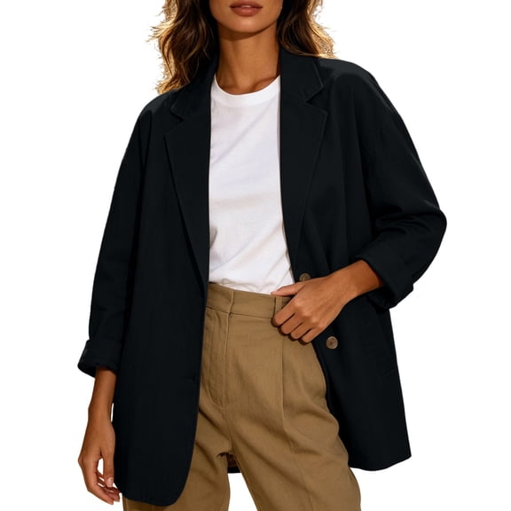 CHGBMOK Blazers for Women Business Casual Long Sleeve Suit Jacket Lapel Button Down Suit Jacket with Pockets