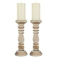thumbnail image 3 of Northlight Set of 2 Brown Etched Antique Style Pillar Candle Holders 12", 3 of 5
