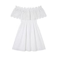 thumbnail image 2 of Karymi Womens Dresses Elegant Off Shoulder Lace Ruffle Mini Dress, Elastic Waist Casual Flowy A-Line Party Dress Spring Dresses, 2 of 6