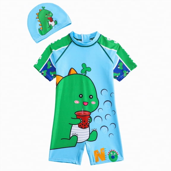 Ymyiu Boys One Piece Swimsuit Boys One Piece Swimsuit Bathing Suit Zipper Rash Guard Kid Short Sleeve Swimwear Beach Wear UPF50 Size 11-12 Years (Green,11-12 Years)