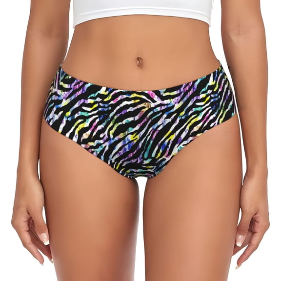 Womens Underwear - Abstract Zebra Tiger print No Show Seamless Underwear for Women, Stretch Women's Panties, Hipster Soft Comfort Ladies Panties Bikini Underwear Briefs