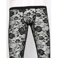 thumbnail image 3 of Aiihoo Men's Sheer Floral Lace Ankle Length Leggings Low Rise Bulge Pouch Tights Trousers Black Medium, 3 of 6