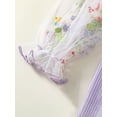 thumbnail image 6 of Bagilaanoe Girl Knitted Dress Floral Embroidery Mesh Long Sleeves Party Dress 6T 7T 8T 9T 10T Kids Casual Dress, 6 of 8