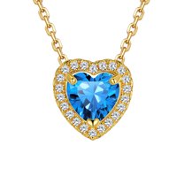 Silvora 14k Gold Plated Birthstone Neckalces for Women Heat Shape Pendant Simulated Diamond Crystal Dainty Christmas Birthday Valentines Gift