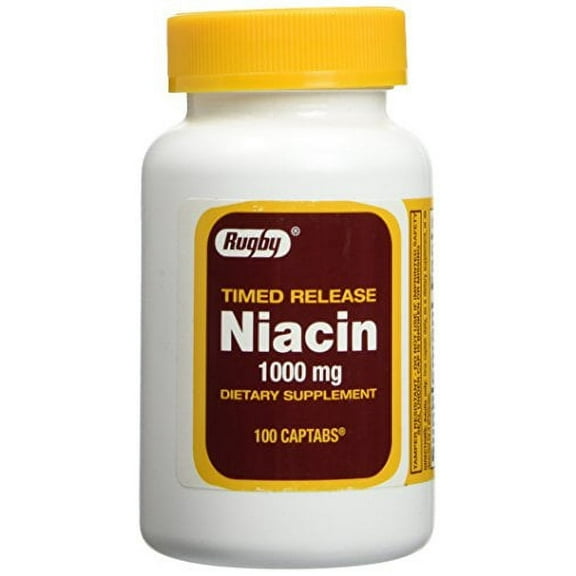 Rugby Niacin 1000 mg. 100 Tablets (1 Bottle)