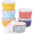 thumbnail image 1 of Selamica Ramekins with Lids, 8 oz Oven Safe Creme Brulee Ramekins with Covers, Souffle Dishes Pudding Custard Cups, Stackable Ceramic Small Ramekin Bowls Set for Baking, Dipping, Ice Cream, Set of 6,, 1 of 5