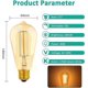 thumbnail image 2 of E27 Vintage Bulb ST64 Dimmable 40W Warm White 2200K,400lm, AC 220V, Retro Incandescent Bulb, E27 Vintage Filament Lamp, Pack of 3, 2 of 5