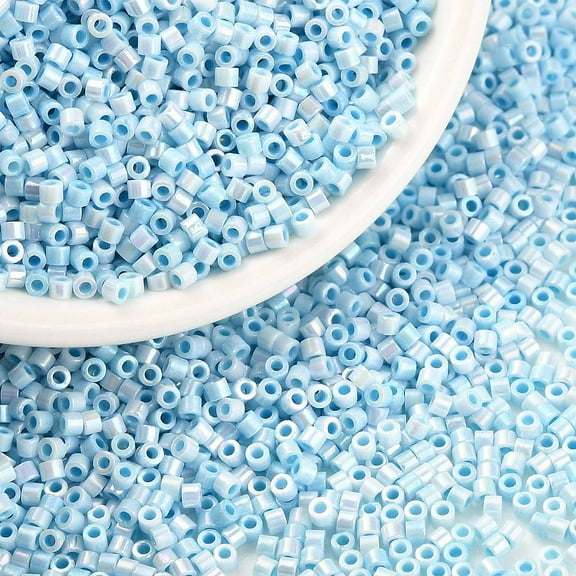 10g Cylinder Seed Beads Opaque Colours Luster Uniform Size Light Blue 2x1.3~1.5mm Hole: 0.8~1mm about 888pcs/10g