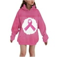 thumbnail image 3 of MKOSPLRT In October We Wear Pink Shirts Kids Long Hoodies Oversized Long Sleeve Drop Shoulder Pullover Tops Pink Ribbon Graphic Hoodies 3-14Y, 3 of 6