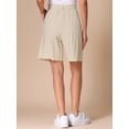 thumbnail image 3 of DARING DIVA Women's Linen Elastic High Waist Summer Bermuda Shorts XS Apricot, 3 of 6