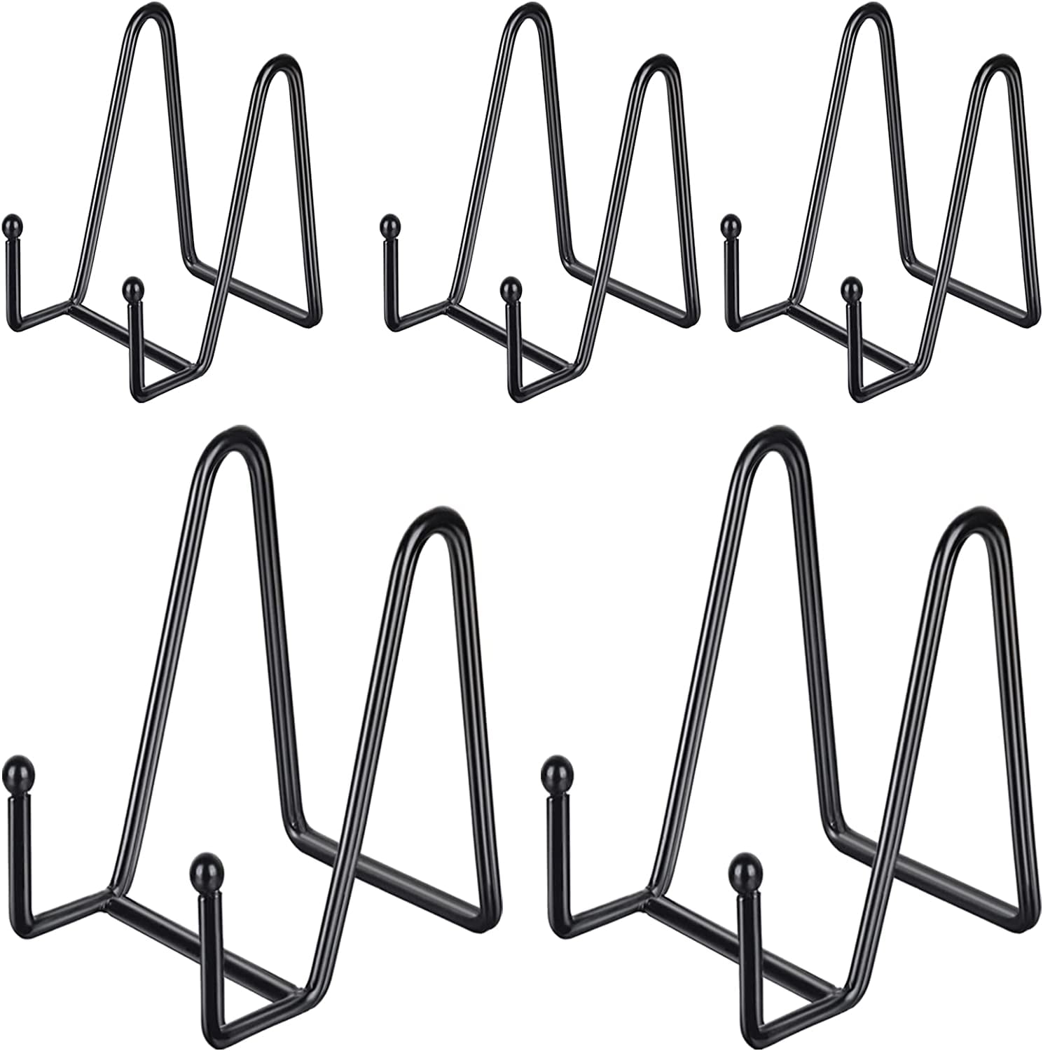 5 Pack 4 Inch Plate Holder Display Stands, Metal Black Frame Stand for