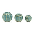 thumbnail image 6 of Patterned Ceramic Orbs for Home Decor Styling - Geometric Sculpture for Bathroom, Office, and Living Room Centerpiece - Ornaments Accent for Coffee Table Display - Set of 3, 6", 5", 4", Blue & Gold, 6 of 12